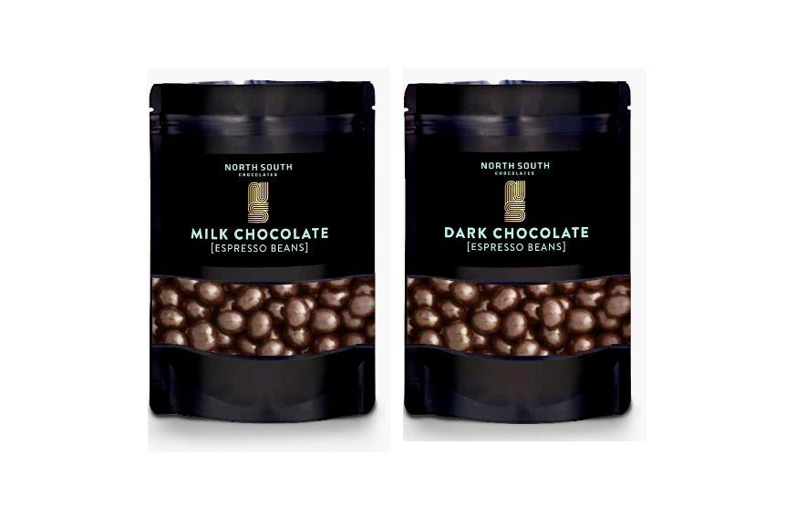 milk and dark chocolate coffee beans ideal to boost your energy during breaks.